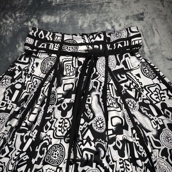 Lapis Skirt Sz M Women's White Black Print A-Line Full Pull On  Stretch Comfort - Picture 6 of 12